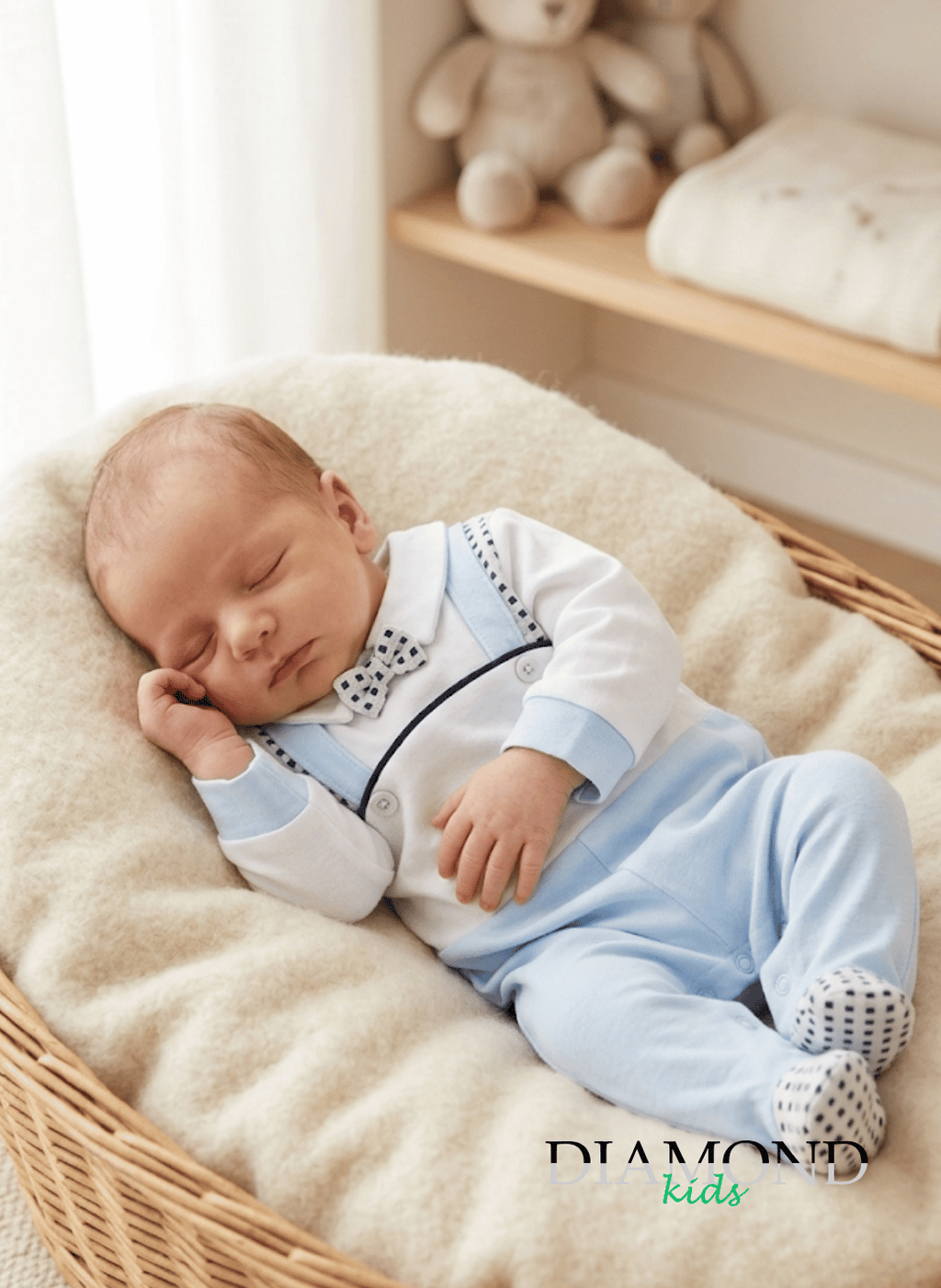 Tutina Neonato Preziosini Salopette blu grigia