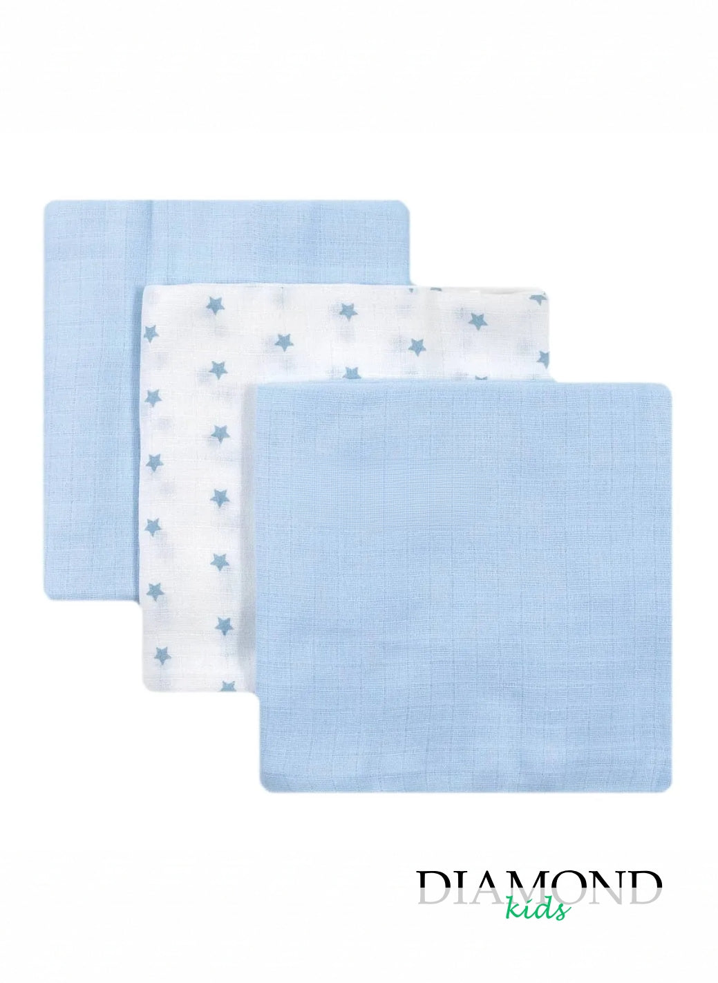 Set Mussole Neonato Nancy baby stelline celeste