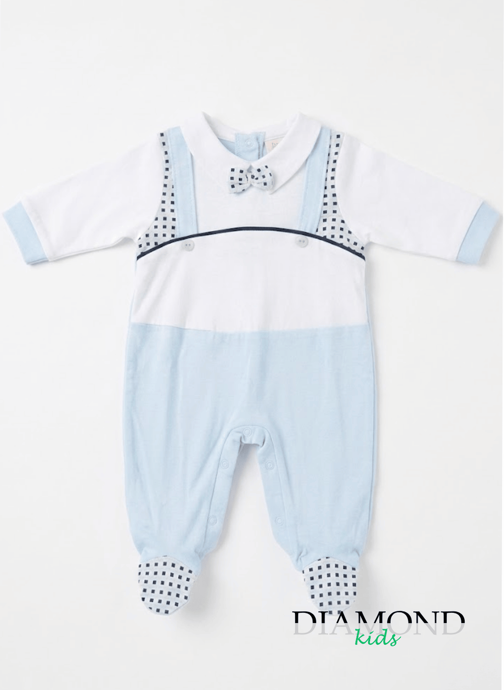 Tutina Neonato Preziosini Salopette blu grigia