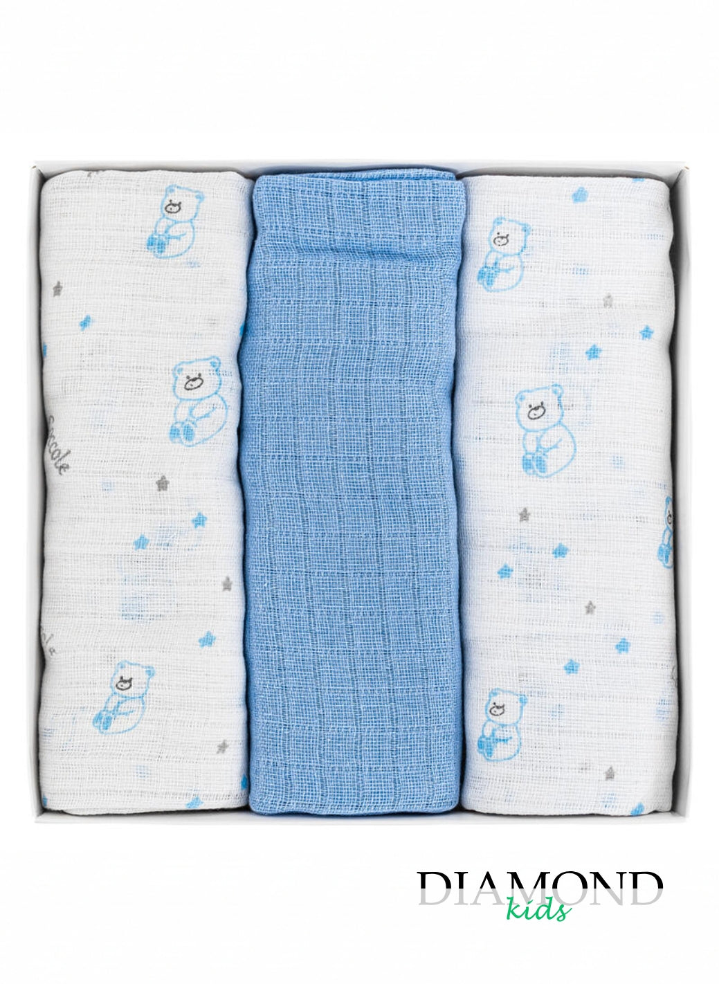 Set Mussole Neonata Melanie orsetti celeste