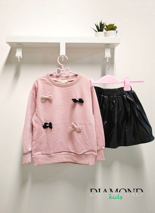 Completo Bambina Fiocchi rosa e nero
