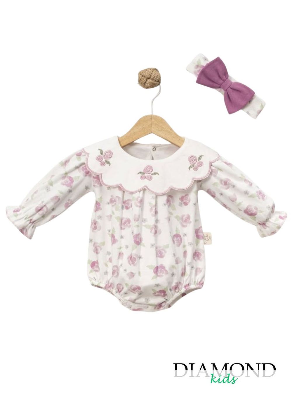 Pagliaccetto Neonata Fiori Lilla bianco