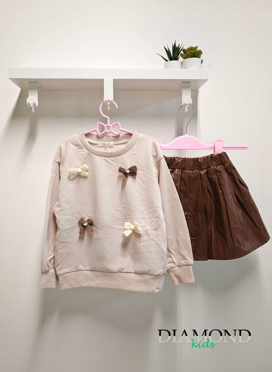 Completo Bambina Fiocchi beige e marrone