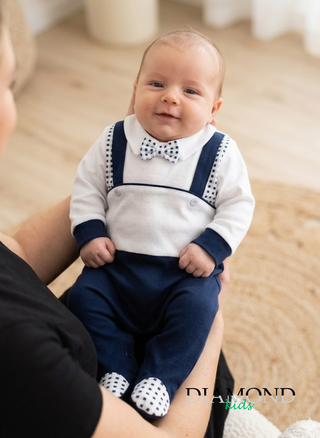 Tutina Neonato Preziosini Salopette blu grigia