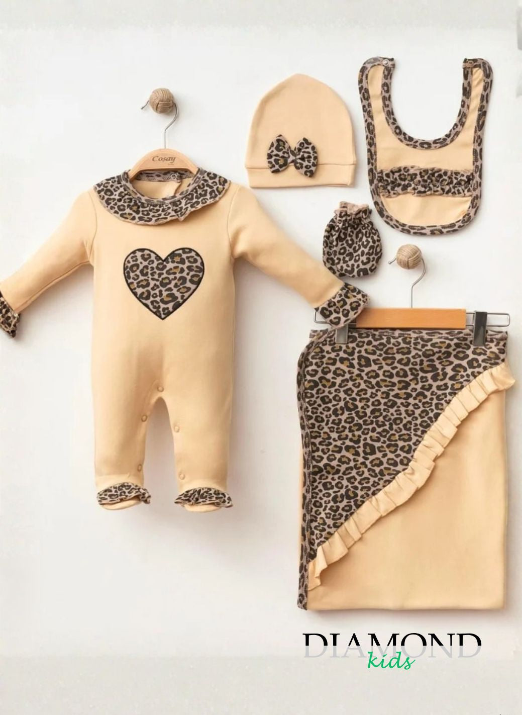 Corredino Neonata Animalier cuore beige