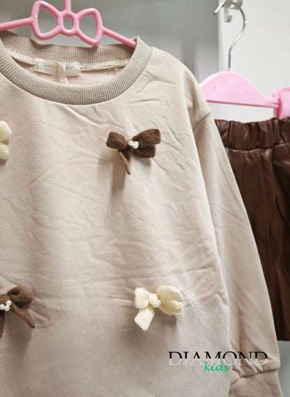 Completo Bambina Fiocchi beige e marrone
