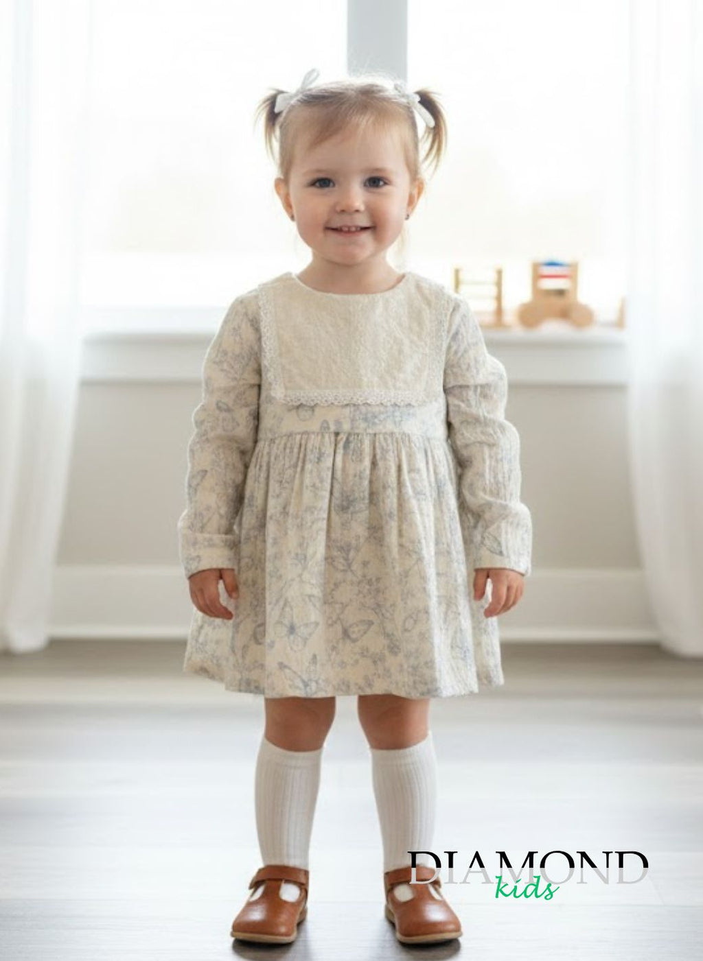 Abito Neonata Farfalle bianco celeste