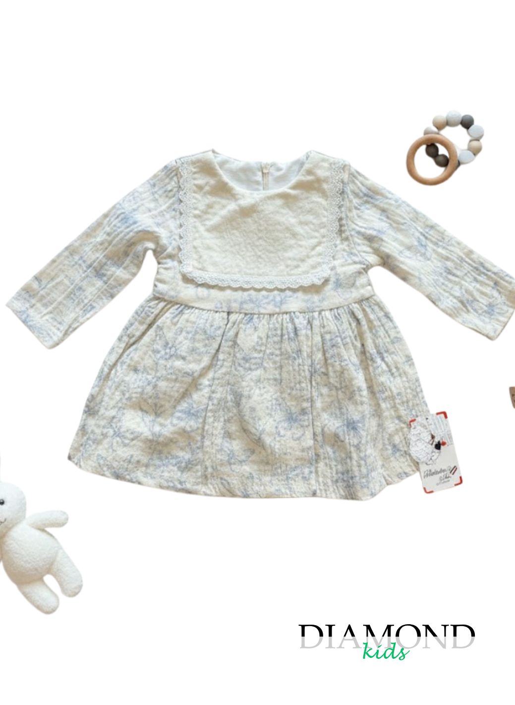 Abito Neonata Farfalle bianco celeste