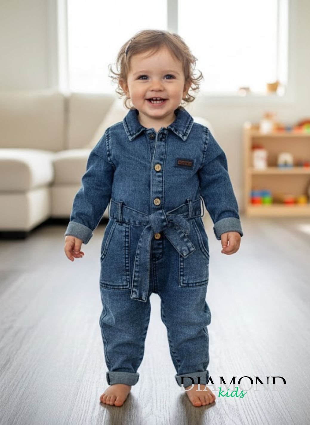 Salopette Neonato denim unisex blu