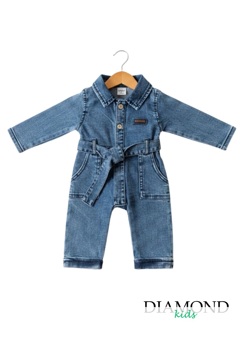 Salopette Neonato denim unisex blu
