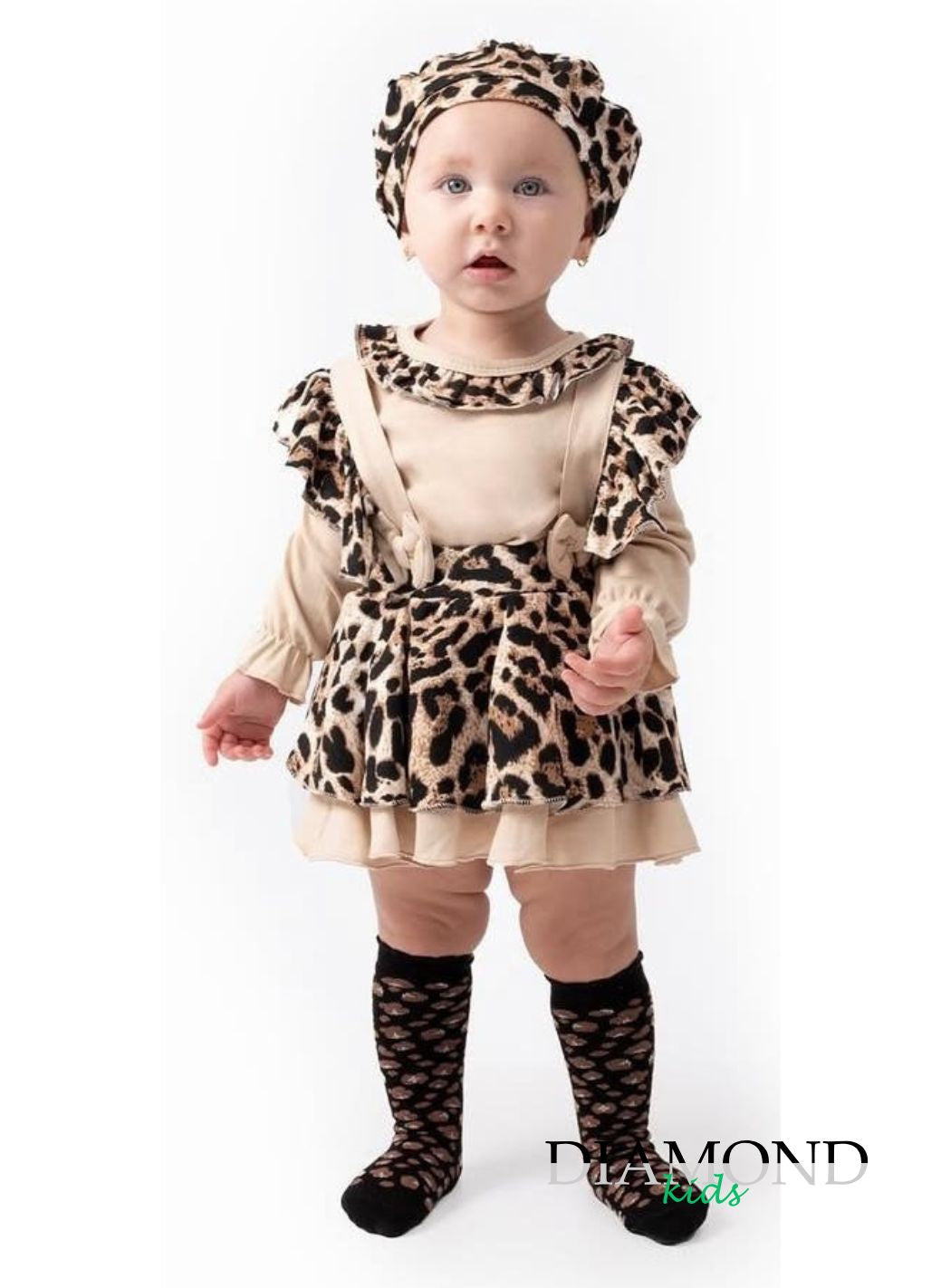 Completo Neonata Animalier 5 pezzi beige