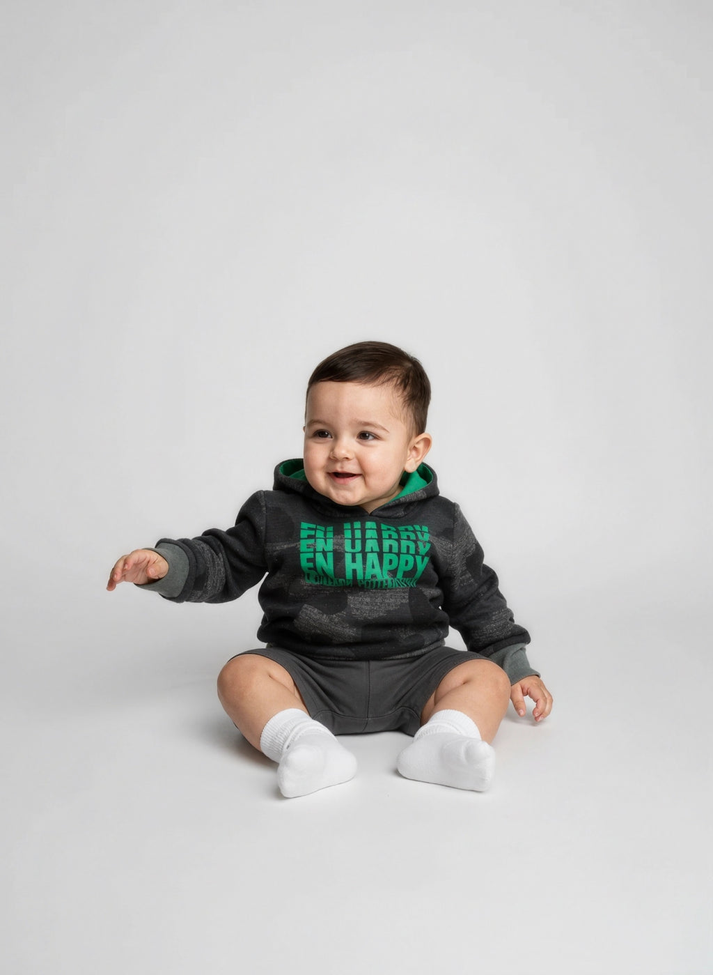 Felpa Neonato Militare grigia e verde