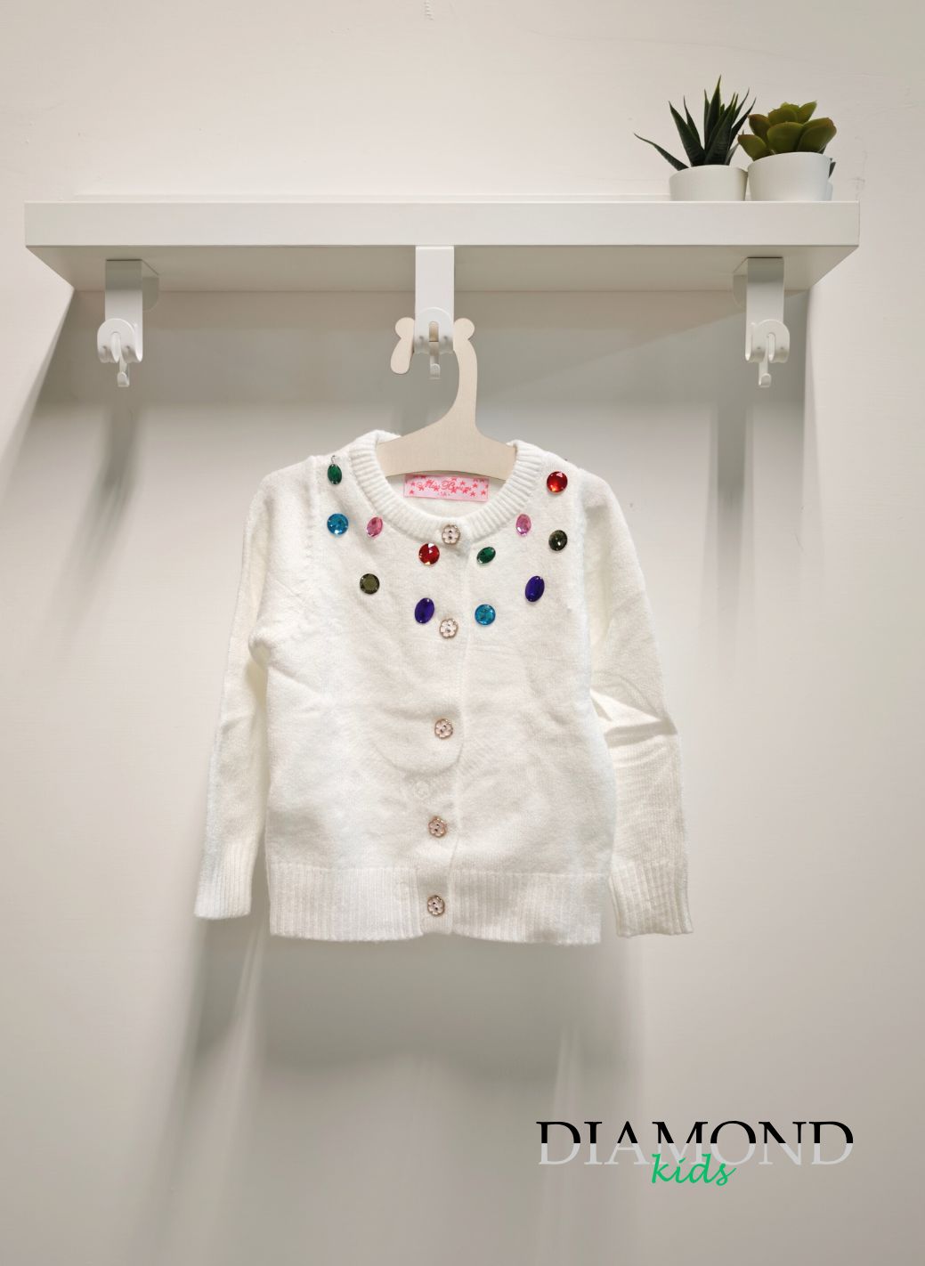 Cardigan Bambina Strass bianco