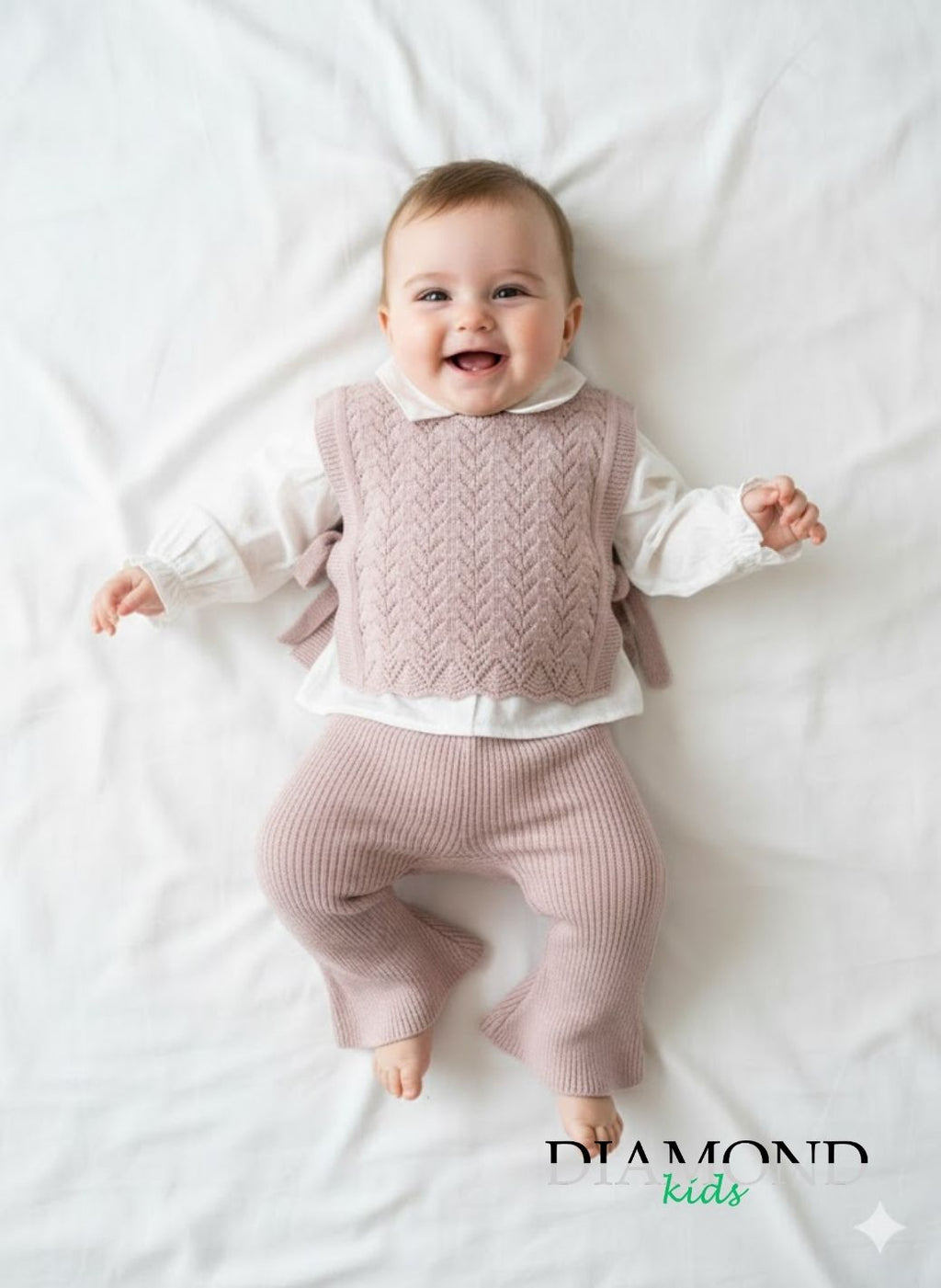 Completo Neonata Gilet rosa antico