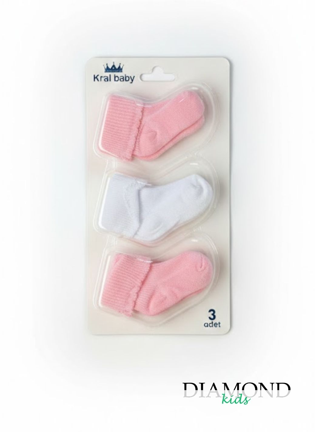 Tris calzini Neonato risvolto rosa