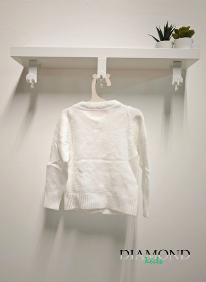 Cardigan Bambina Strass bianco