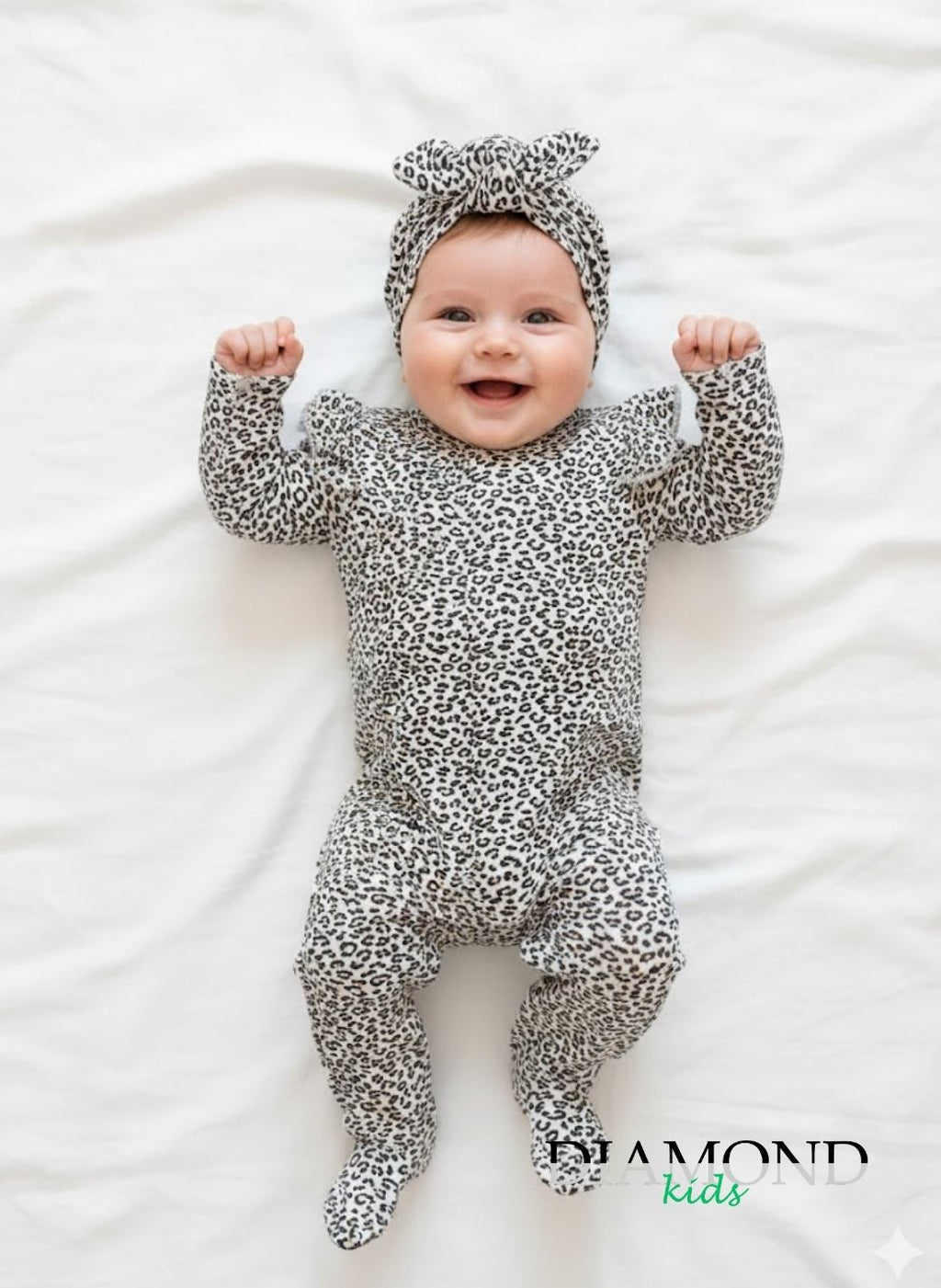 Tutina Neonata animalier maxi cuffietta fiocco