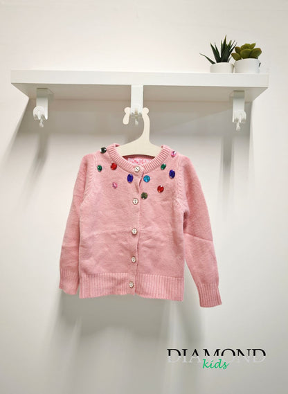 Cardigan Bambina Strass rosa