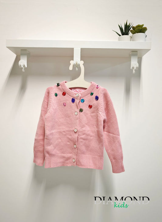Cardigan Bambina Strass rosa