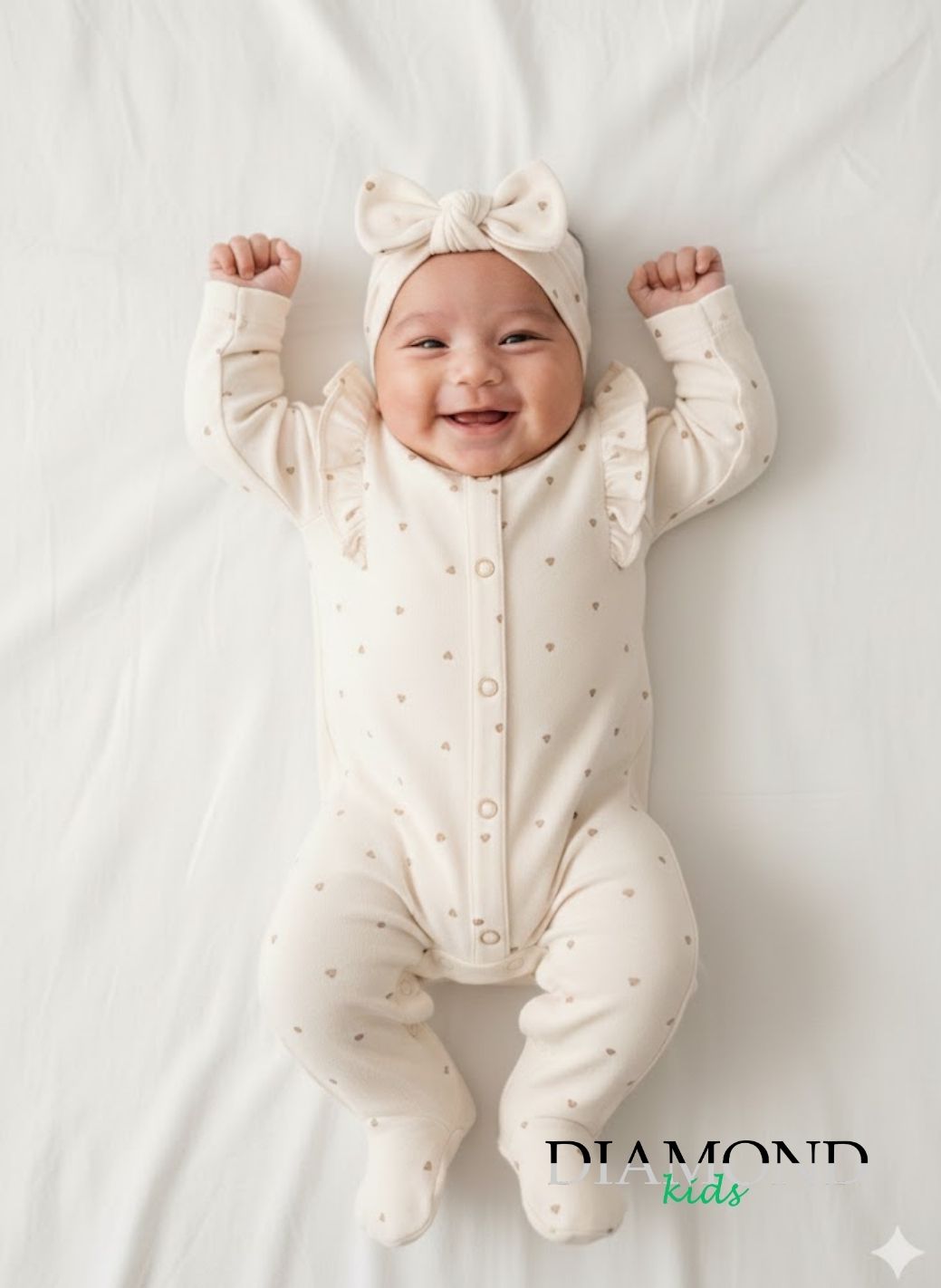 Tutina Neonatamaxi cuffietta fiocco panna cuoricini