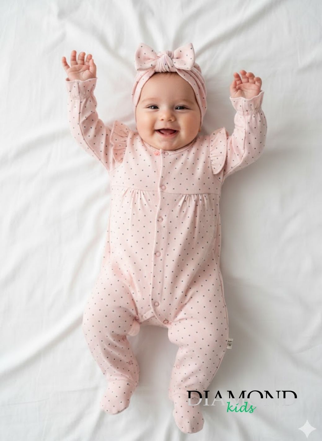 Tutina Neonata pois animalier maxi cuffietta fiocco rosa