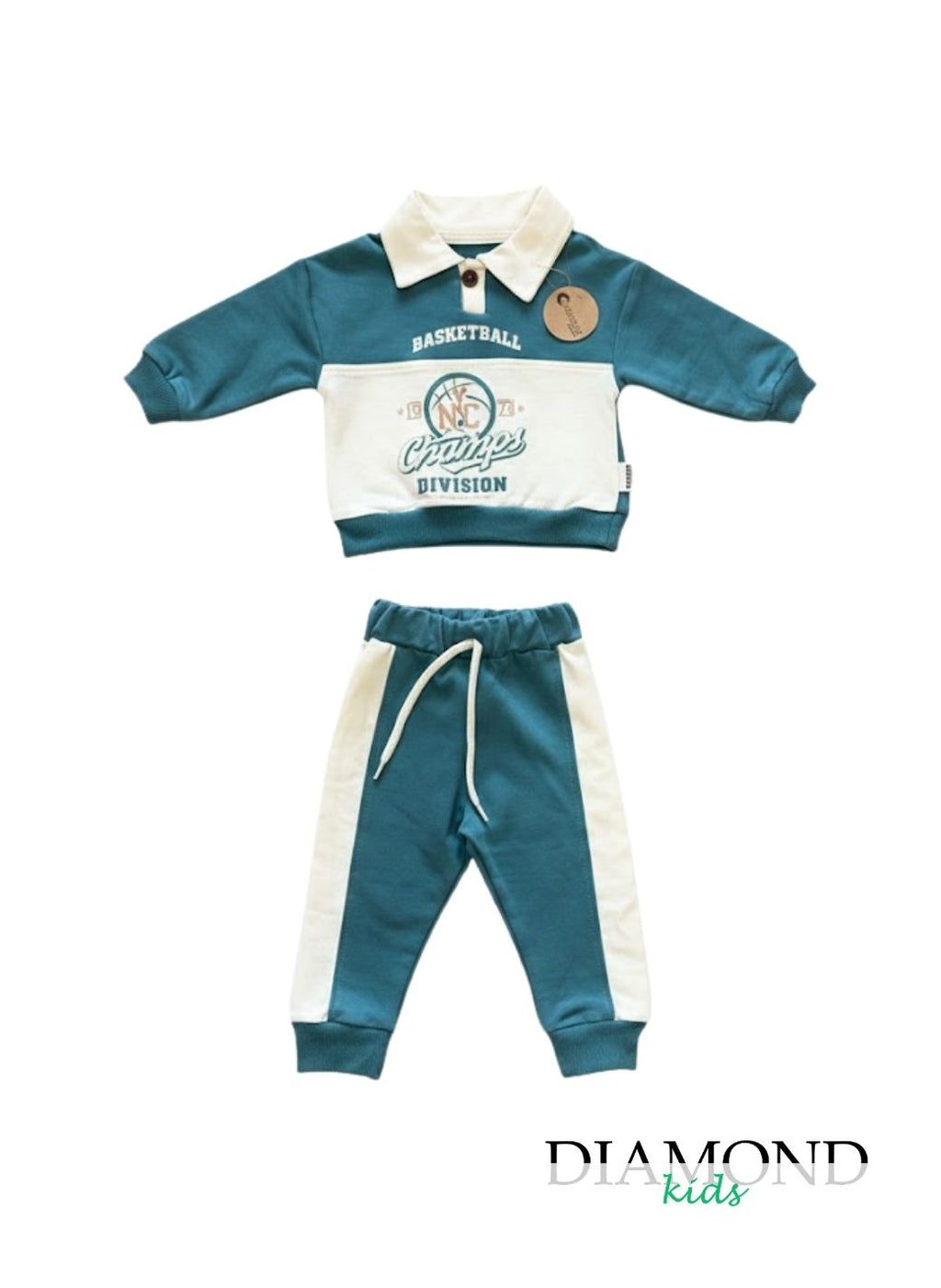 Completo Neonato Basketball verde petrolio