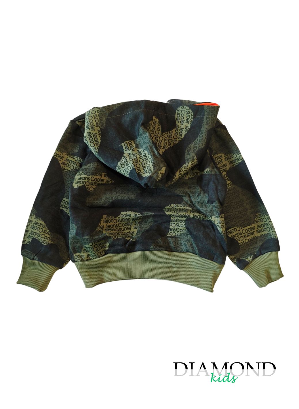 Felpa Neonato Militare verde e arancione fluo