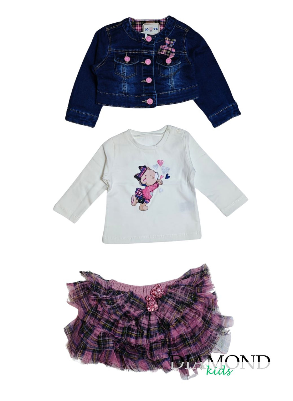 Completo Neonata Scozzese rosa