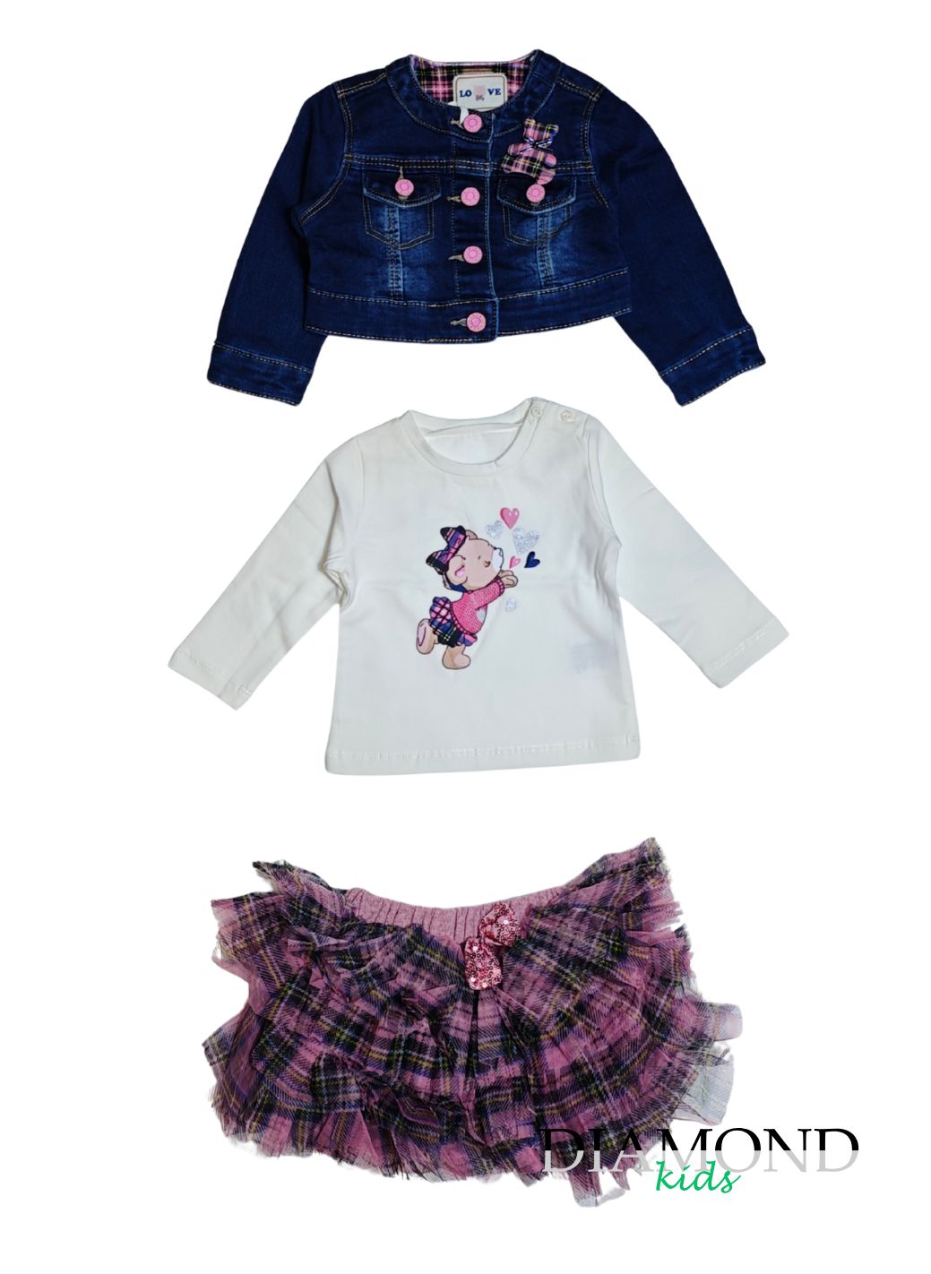 Completo Neonata Scozzese rosa