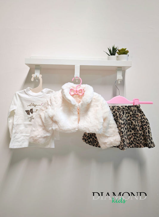 Completo Neonata Animalier bianco