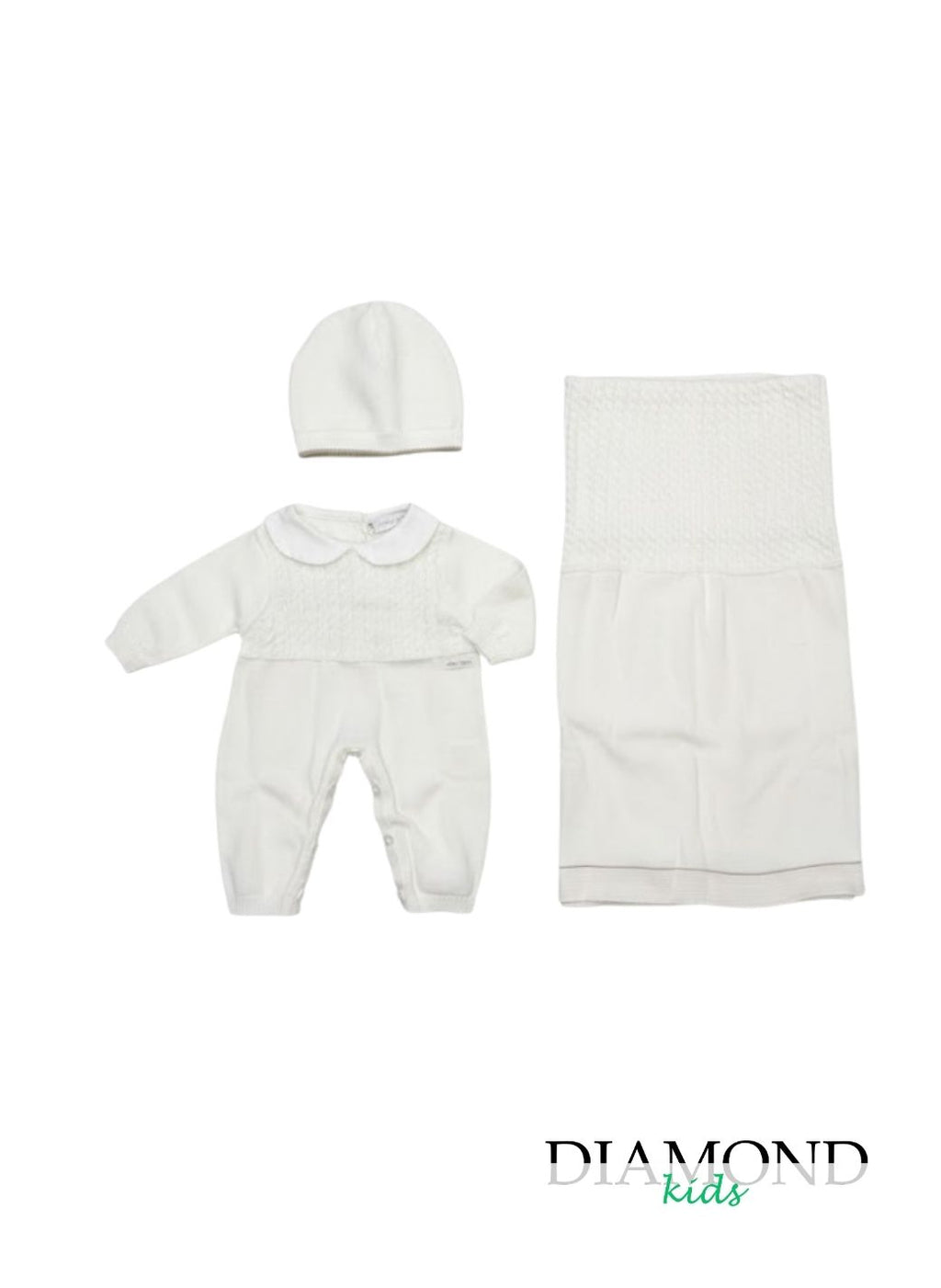 Trio Baby Neonata bianco copertina trecce