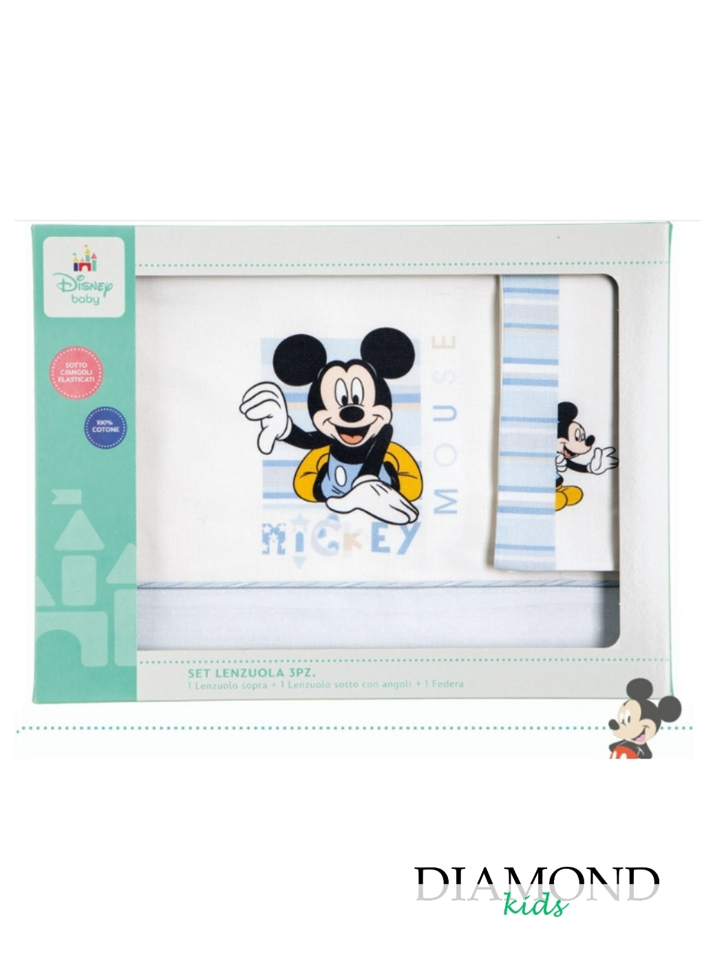 Set Lenzuola Neonato Disney Ellepi Topolino azzurro