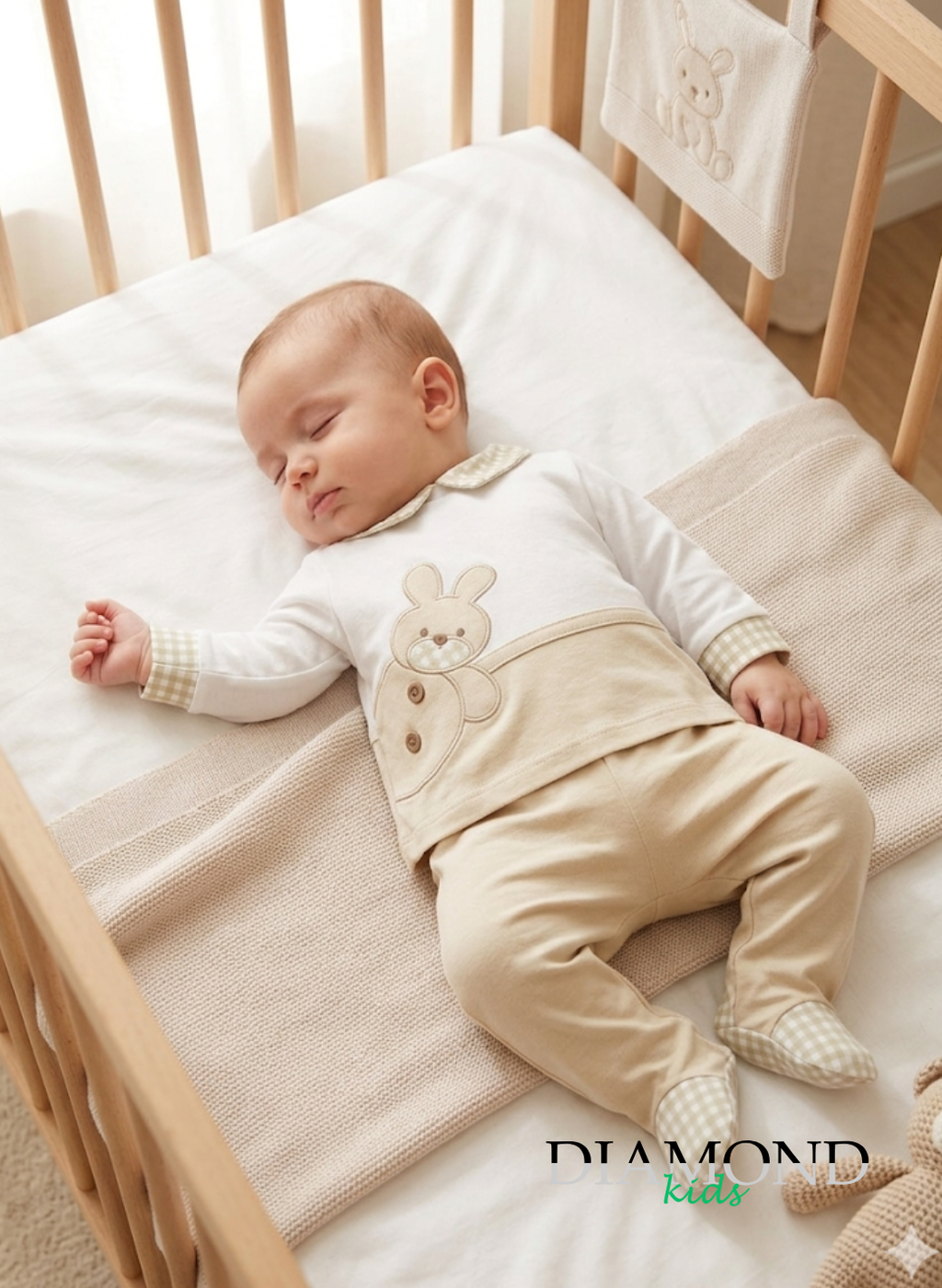 Clinico Neonato Sommaruga Coniglio bianco beige quadri