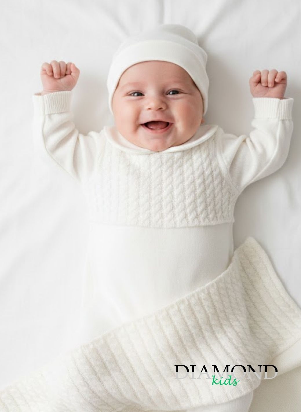 Trio Baby Neonata bianco copertina trecce