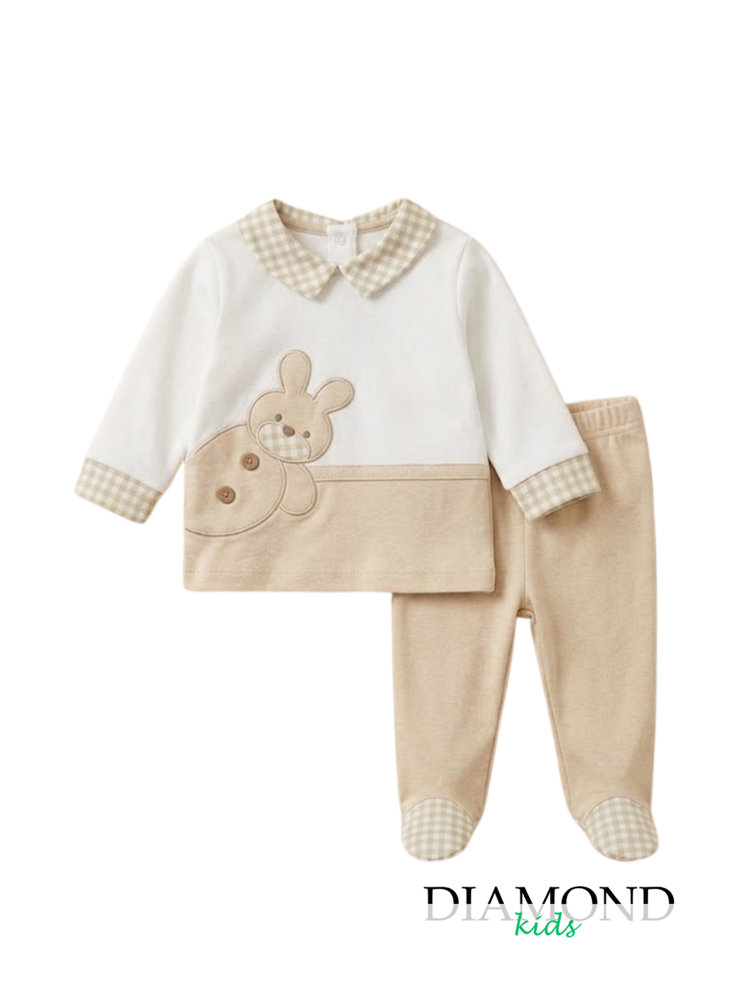 Clinico Neonato Sommaruga Coniglio bianco beige quadri