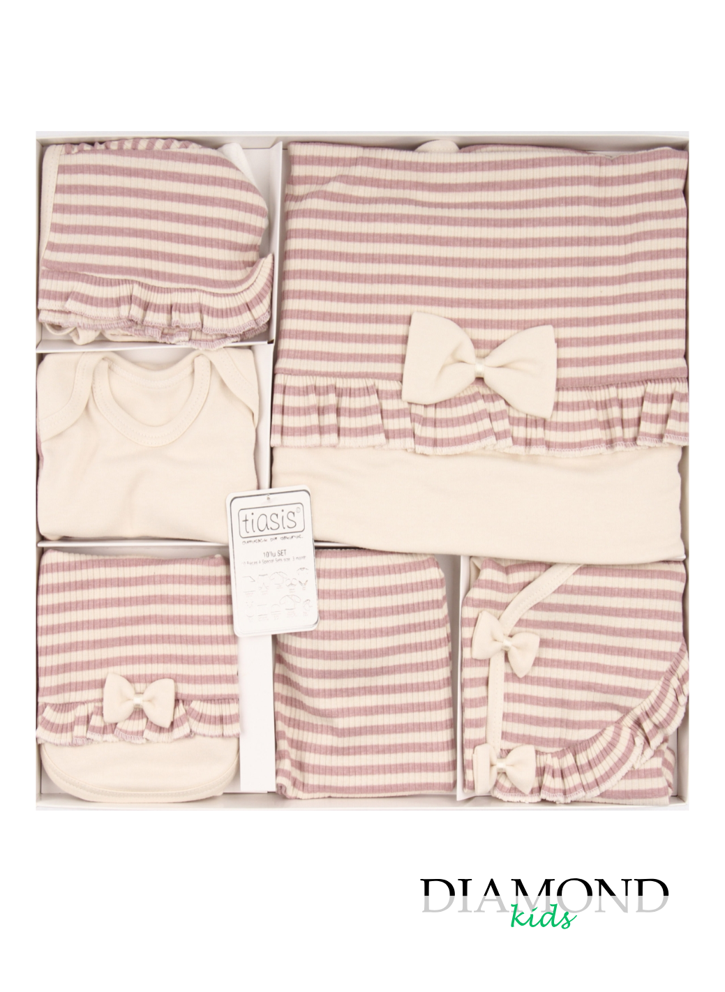 Corredino neonata Tiasis Righe panna e rosa