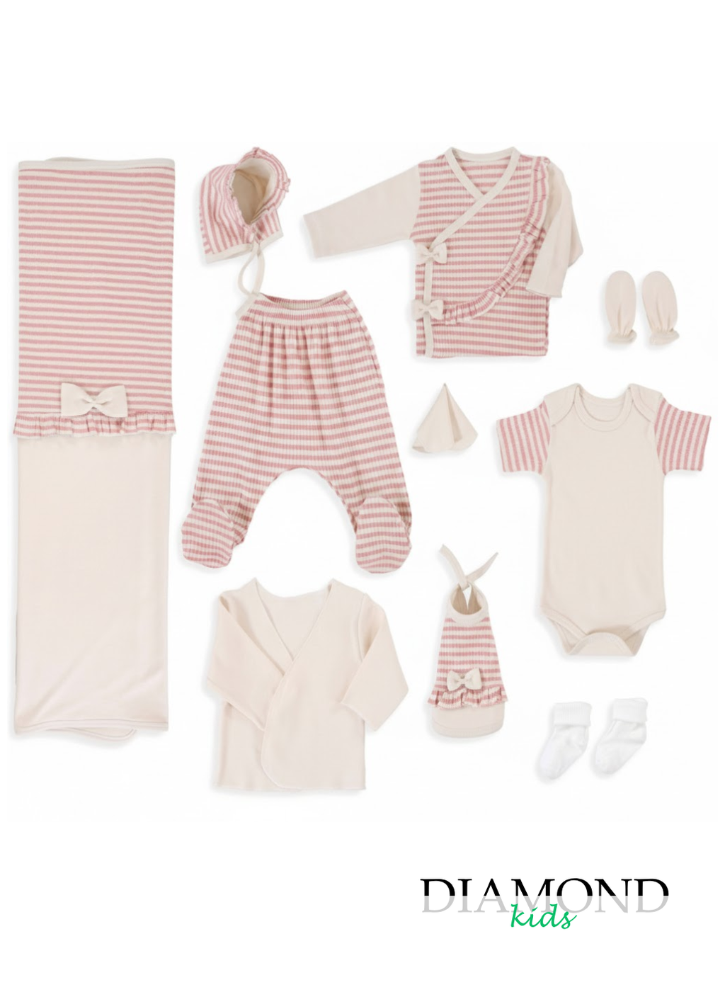 Corredino neonata Tiasis Righe panna e rosa