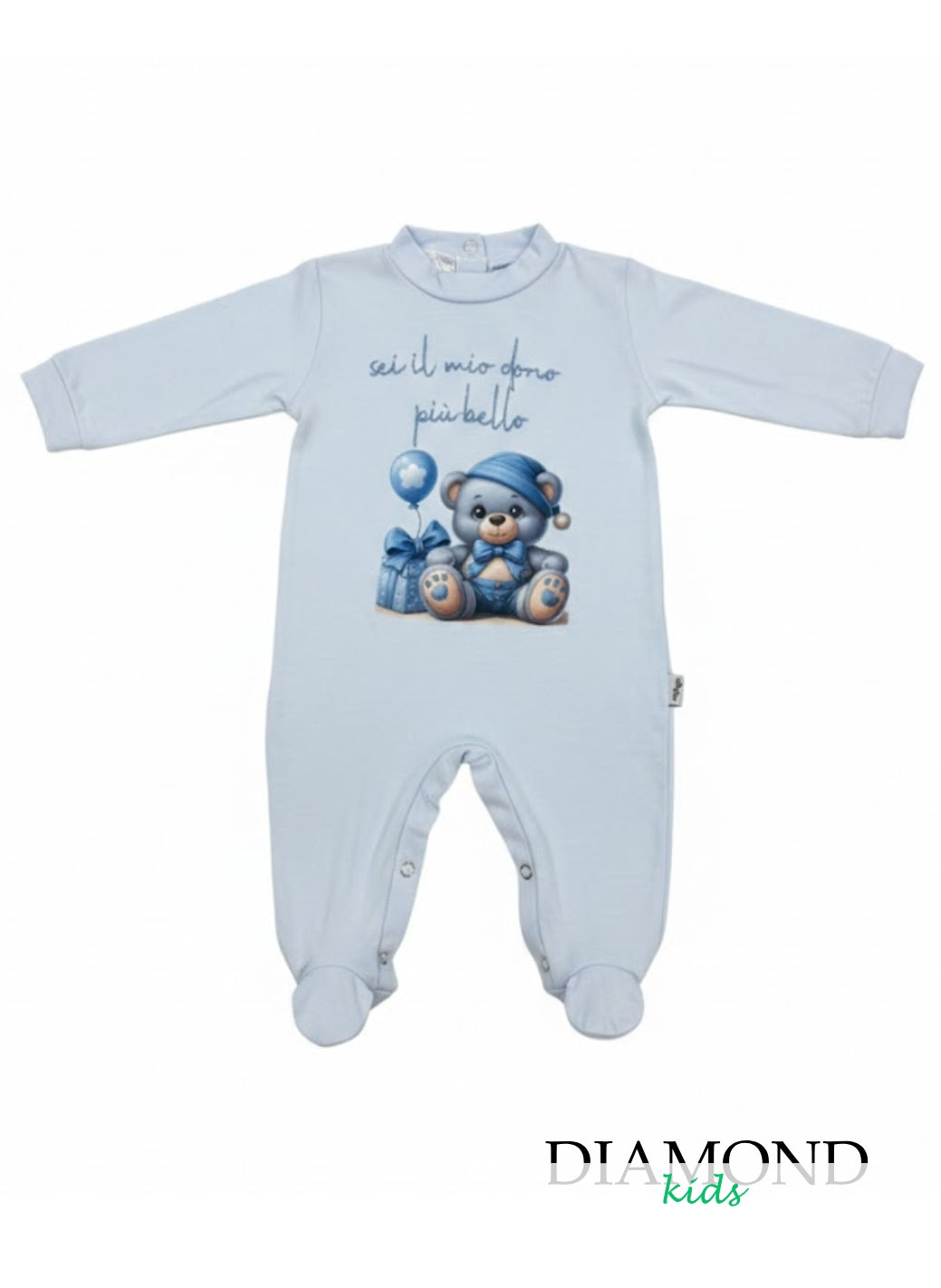Tutina Neonato Orsetto Fiocco celeste