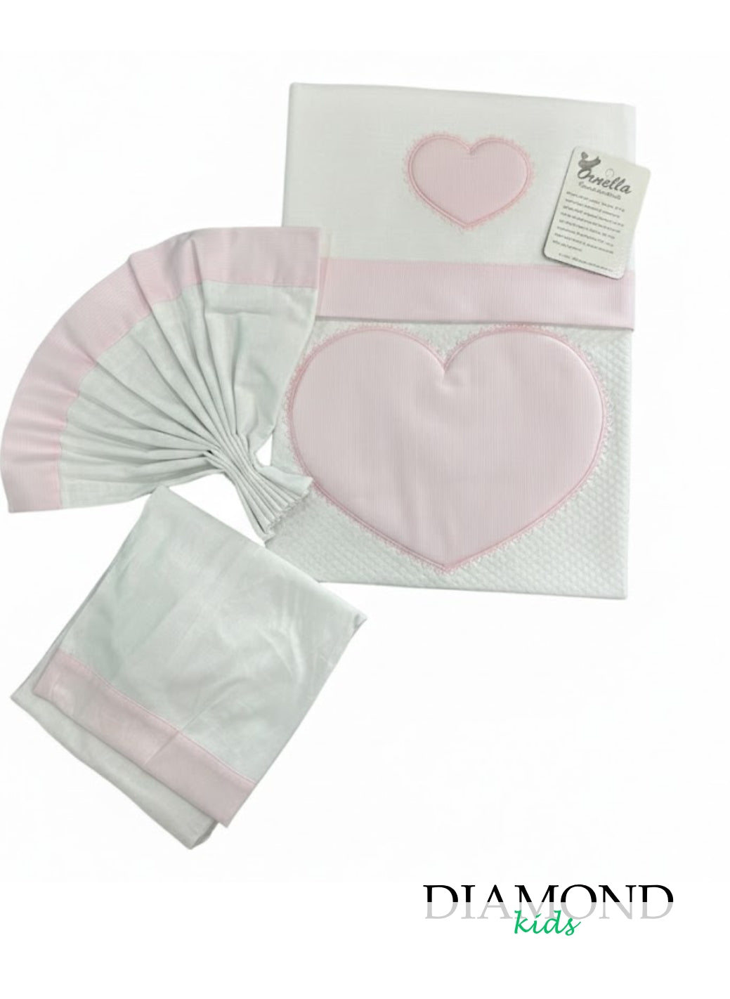 Set Navicella Neonato Ornella Cuore rosa chiaro