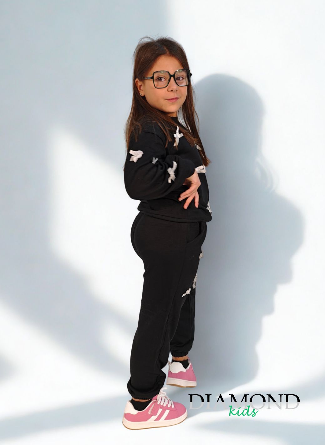 Completo Bambina tuta fiocchi nero