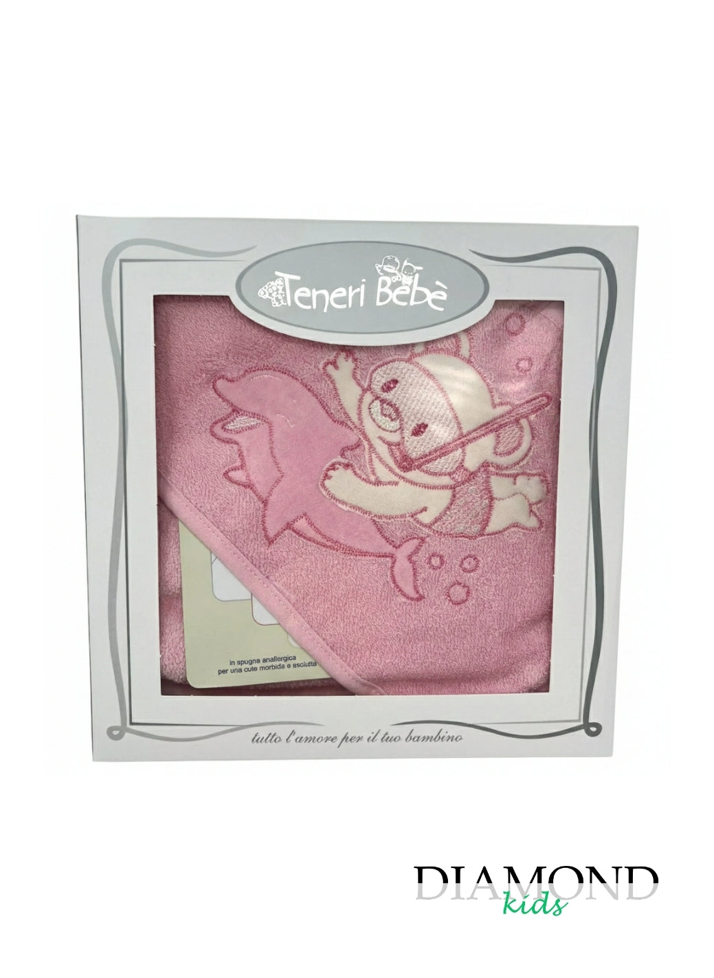 Accappatoio Teneri Bebè Neonato Delfino rosa
