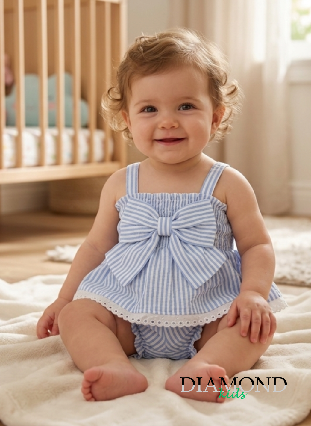 Completo Neonata Miss Bellina righe azzurro bianco