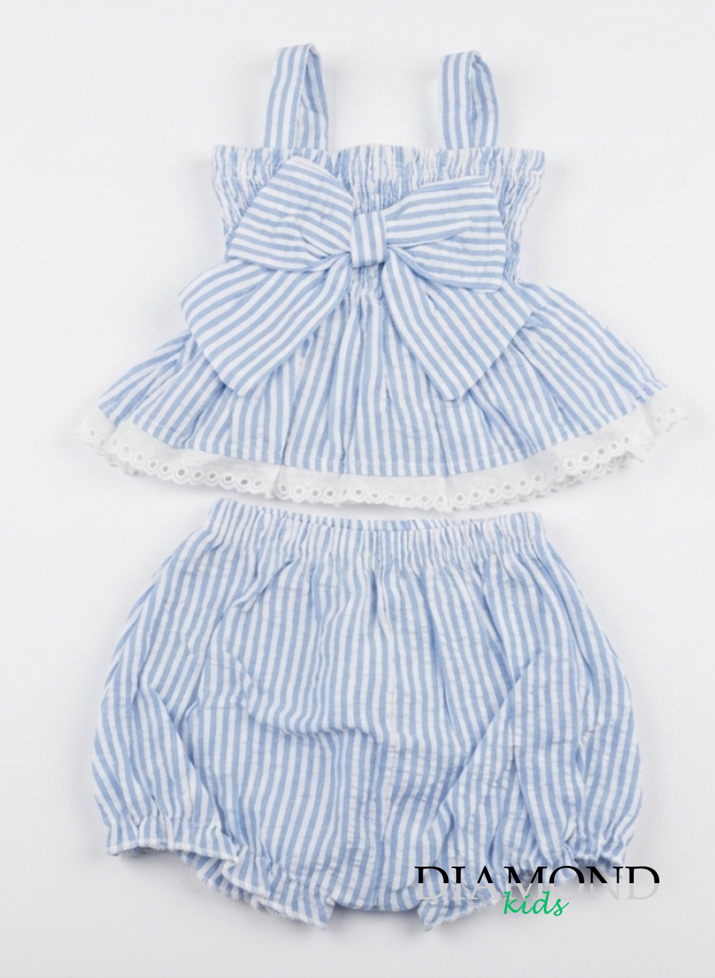 Completo Neonata Miss Bellina righe azzurro bianco