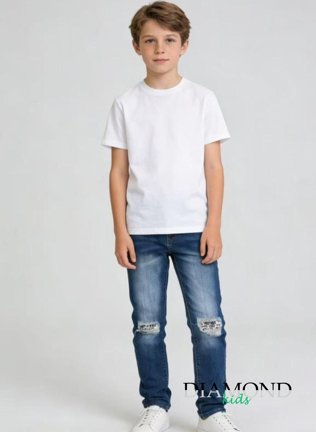 Jeans Bambino Strappi scritte blu
