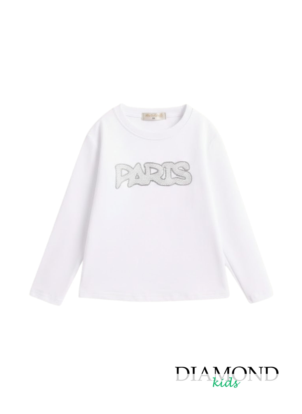 T-shirt Bambina Paris Strass bianca