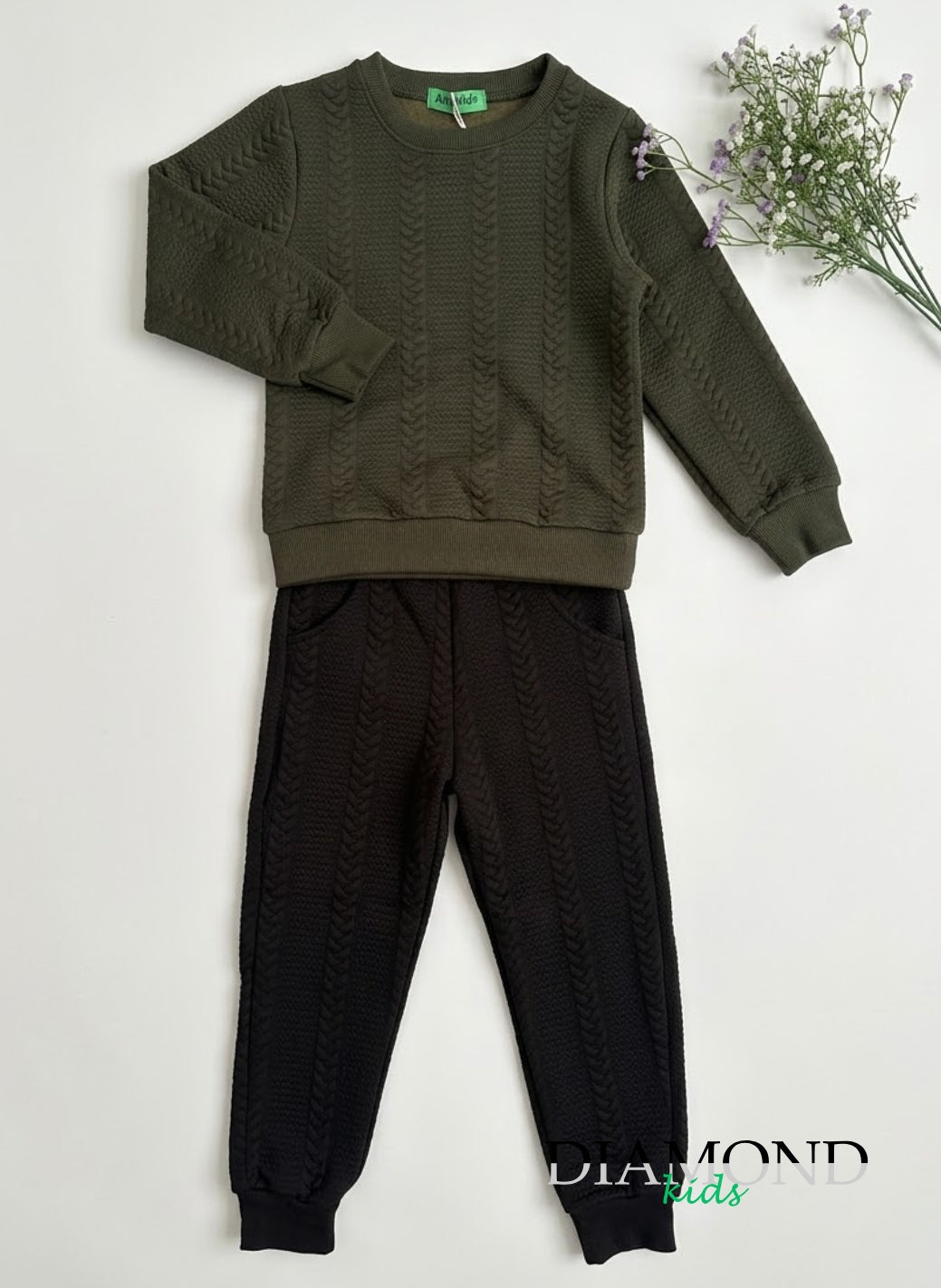 Completo Bambino trecce nero e verde