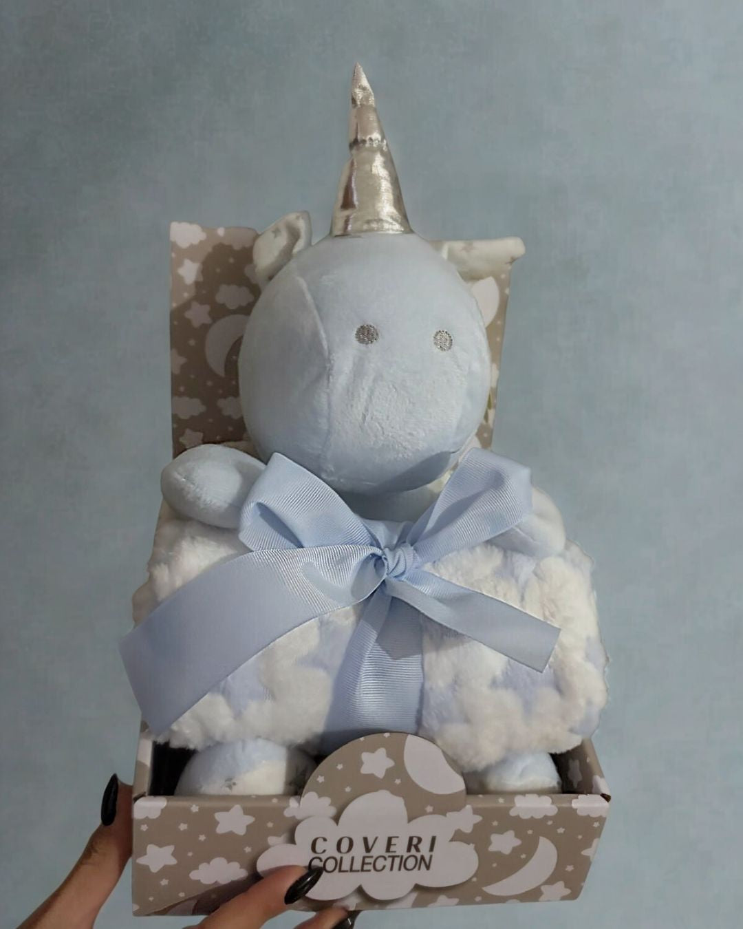 Set Regalo Neonato Unicorno Coveri collection azzurro