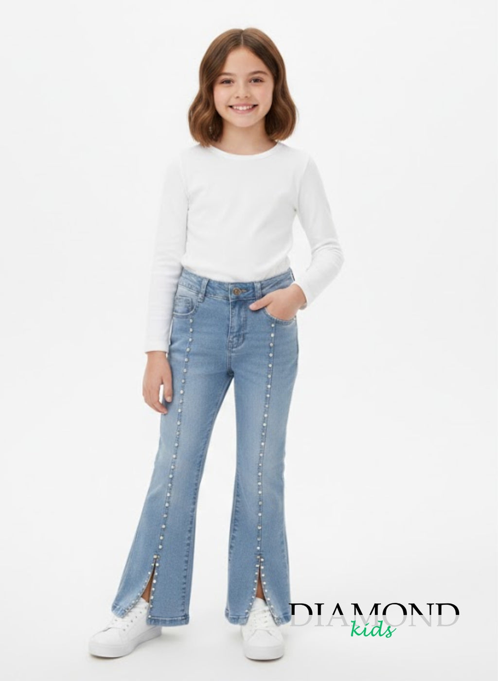 Jeans Bambina Boot perline blu