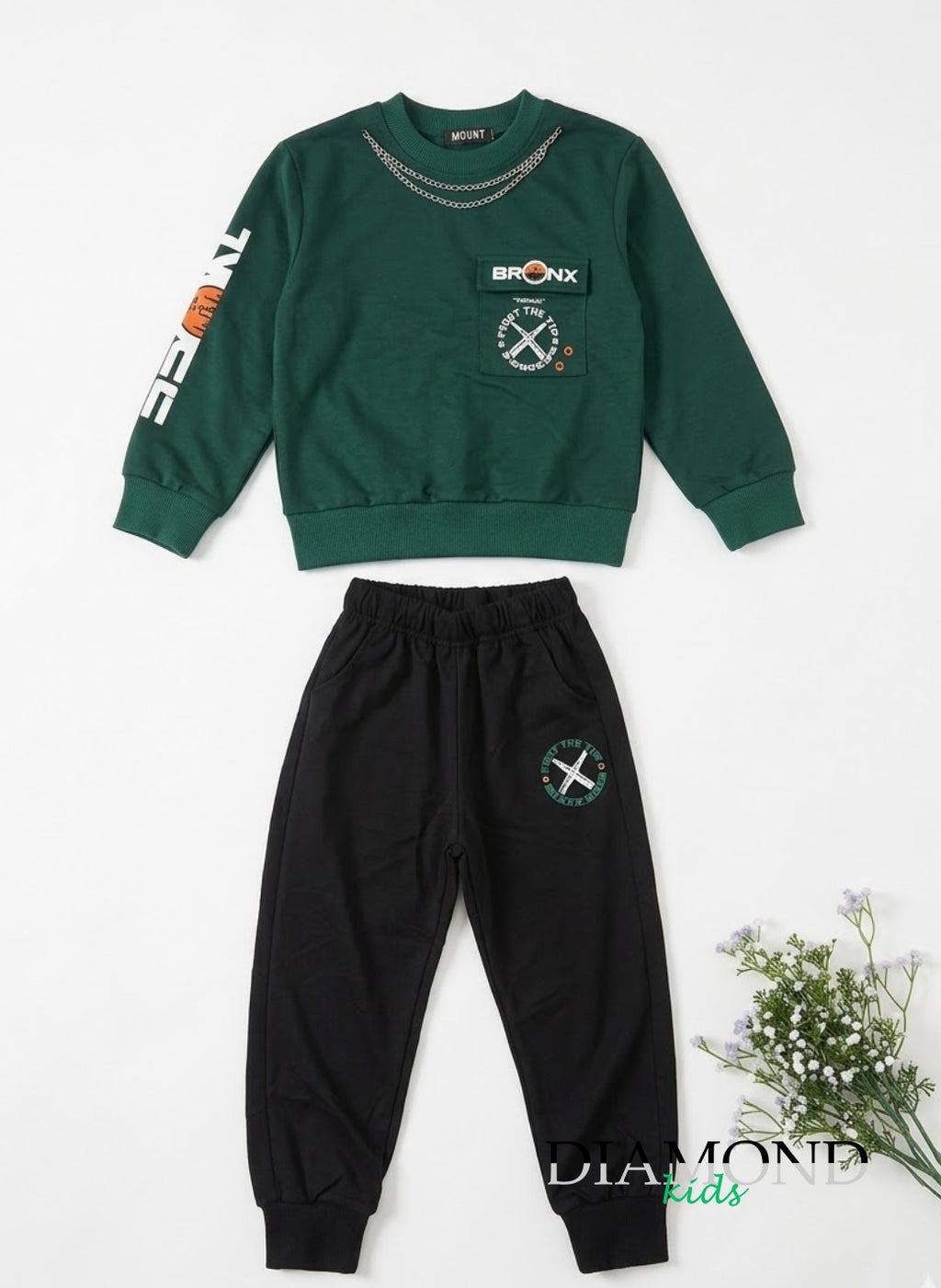 Completo Bambino Bronx verde e nero