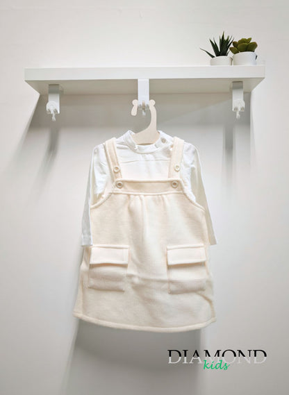Completo Neonata Salopette bianco